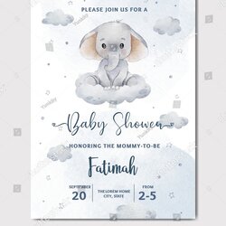 Great Cute Baby Shower Watercolor Invitation Card Stock Vector Royalty Free Template