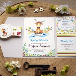 Terrific Baby Shower Invitation Cards Woodland Invitations