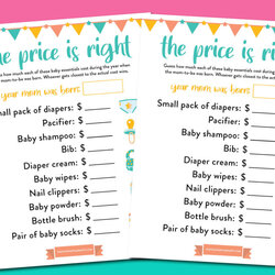 The Highest Quality Printable Price Is Right Baby Shower Game Postpartum Party Guessing Showers Prizes