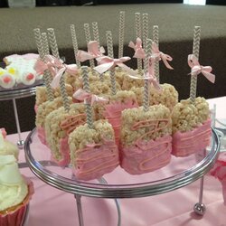 Rice Crispy Treats Pink Candy Baby Shower Snacks Cakes Chocolate Desserts Dipped Recipes Girl Food Birthday