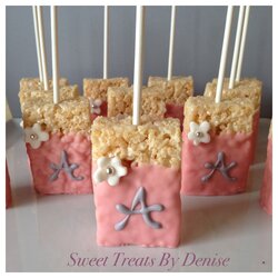 Brilliant Rice Treats With Monogram For Baby Shower Party Food Favors Birthday Crispy Girls Old Homemade Girl