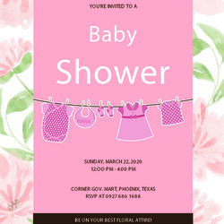 Super Instant Download Digital Template Editable Floral Baby Shower Invitation
