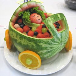 Wizard What Can Do Baby Shower Watermelon Carriage Fruit Food Cute Basket Bowl Party Idea Recipe Carving