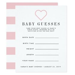 Champion Blush Pink Baby Shower Guessing Game Invitation Arrival Card Au