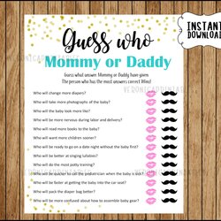 Guess Who Mommy Or Daddy Baby Shower Game Template Guessing