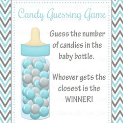 Perfect Baby Shower Printable Game Candy Bottle Guessing Sign Jar Many Aqua