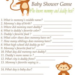 Sterling Items Similar To Baby Shower Game Printable Instant Download Who Know Mommy Daddy Questions Monkey