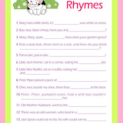 Supreme Baby Shower Games Printable Answers Game Scramble Nursery Mommy Rhyme Words Rhymes Who Fun Funny