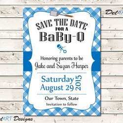 Brilliant Save The Date Baby Shower Invitation Invite Blue