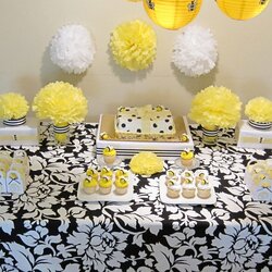 Sublime Party Details Bumble Baby Shower Theme Decoration Decorations Yellow Showers Decor Grey Pretty