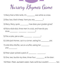 Superior Fun Baby Shower Questions Game Printable Guessing Games Nursery Rhyme Quiz