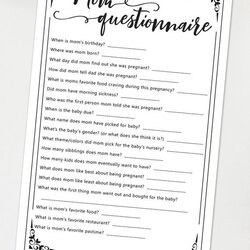 Worthy Mom Questionnaire Baby Shower Game Printable Rustic Press Print Party Unique Template