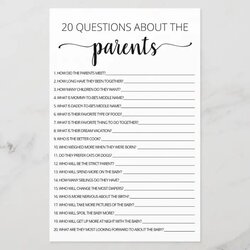 Questions About The Parents Baby Shower Game