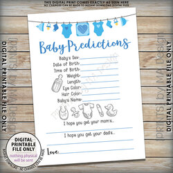 Smashing Baby Predictions Card Shower Game Guess The Printable Boy Blue Activity