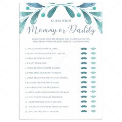 Mommy Or Daddy Baby Shower Game Questions