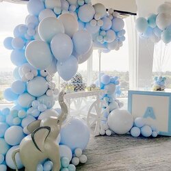 Party Ideas Blue Elephant Baby Shower Table Decor Dessert Blow Darling Trunk Floating Lift Make Big Kara Via