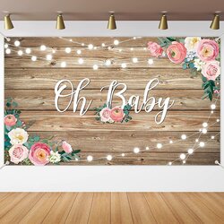 Rustic Wood Baby Shower Backdrop Banner Large Size Oh Backdrops