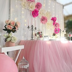 Pink And White Flower Backdrop Love The Background With Shower Baby Girl Tulle Decorations Flowers Decor