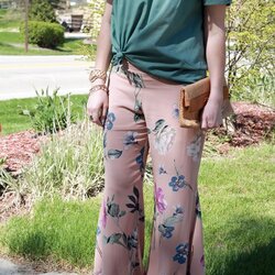 Great Floral Pants And Green Top Baby Shower Outfit For Guest