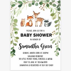 Very Good Paper Party Supplies Templates Woodland Theme Baby Shower Editable Invitation Printable Woodlands