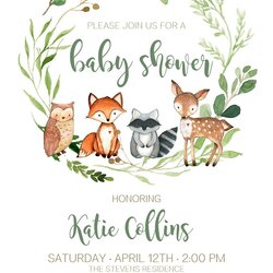 The Highest Quality Woodland Theme Invitations Baby Shower