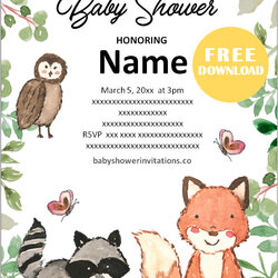 Magnificent Free Printable Woodland Baby Shower Invitations Templates Invitation