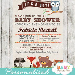 Brilliant Woodland Baby Shower Invitation Animals Invitations Printable Boy Forest Fox Animal Themed Girl