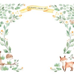 Admirable Woodland Creatures Baby Shower Invitation