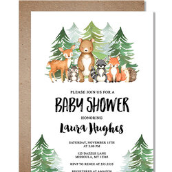 Terrific Watercolor Woodland Baby Shower Invitation Free Thank You Card Invitations Invites Expressions