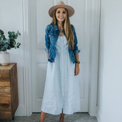 Marvelous What To Wear Baby Shower Easy Outfits That Are Approved Denim Linen Dress With Jacket