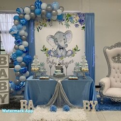 The Highest Standard Boy Elephant Ft Candy Table Backdrop Blue Baby Shower Mesa