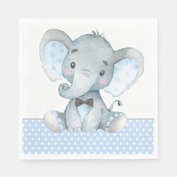 Boy Elephant Baby Shower Paper Napkins Clip Oh