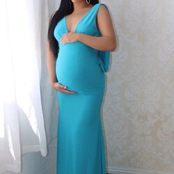 Excellent Gown Blue Maternity Dress Baby Shower Dresses Pregnant Bump