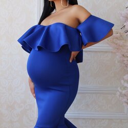 The Highest Quality Gorgeous Royal Blue Maternity Dress For Baby Shower Or Pregnant Guest Bump