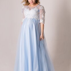 Cool Baby Blue Shower Dress Maternity For Photo Shoot