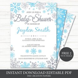 Printable Winter Baby Shower Invitation Invite