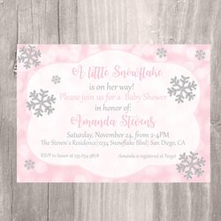 Excellent Winter Baby Shower Invitation Pink And Silver Snowflake Wonderland Girl Invitations Invite