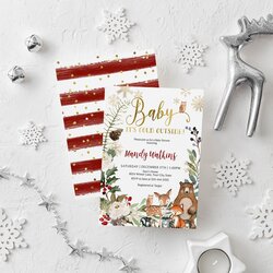 Spiffing Rustic Winter Baby Shower Invitation Editable Template