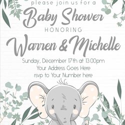 Champion Elephant Baby Shower Invitation Miss Rich Invite Online Shop
