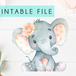 Smashing Floral Printable Stand Up Elephant Baby Shower Decor Pink Girl Centerpieces