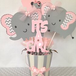 Sublime Inspiring Baby Shower Elephant Decorations Pink Centerpieces Gray Centerpiece Girl Showers Grey Party