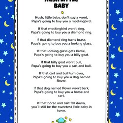 Download This Popular Kids Video Song Hush Little Baby With Free Lyrics Nursery Rhymes Songs Don Cry