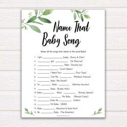 Preeminent Botanical Name That Song Baby Shower Game Printable Coed Hilariously Scramble