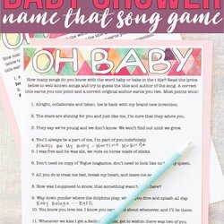 Fine Free Printable Baby Shower Songs Guessing Game Of