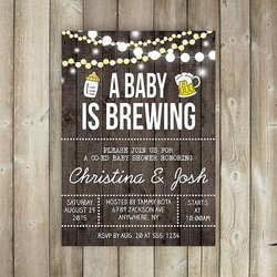 Brilliant Celebrate Arrival Of Baby In These Modern Coed Shower Brewing Invitation Invitations Rustic Wood