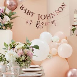 Fine Rose Gold Baby Shower Bunting In Roses