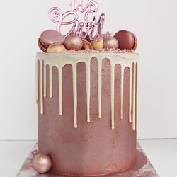 Rose Gold Pink Baby Shower Its Girl Cake With Sprinkles