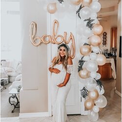 Outstanding Baby Shower Balloon Photo Opt Rose Gold And Greenery