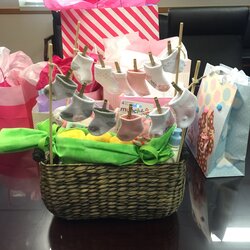 Preeminent Unique Baby Shower Gift Basket Made To Appear Like Socks Pinned On Clothes Gifts Line Uploaded