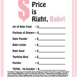 Wizard Prices Right Baby Shower Games Printable Girl